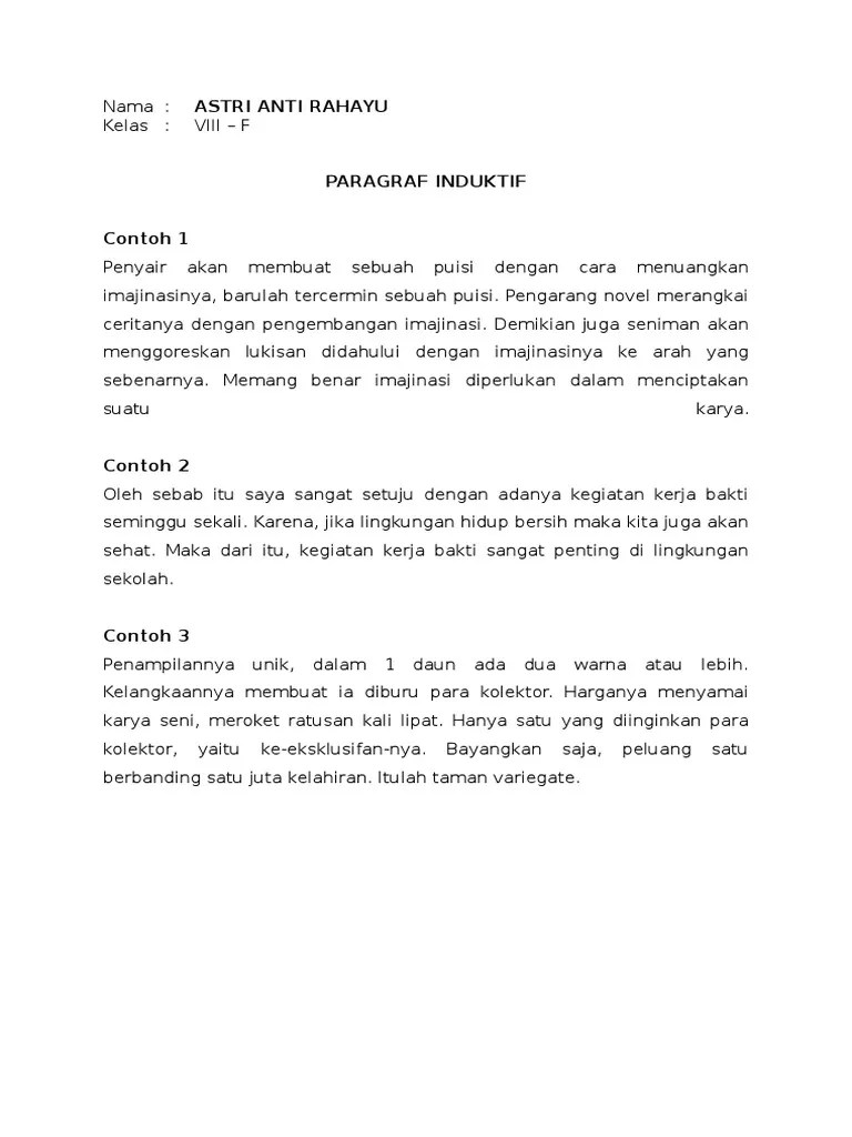 Contoh Paragraf Induktif Deduktif | PDF
