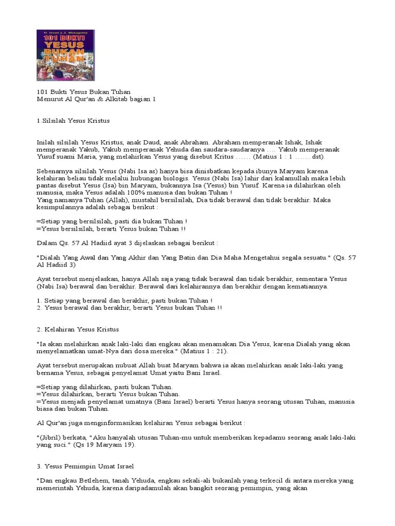 101 Bukti Yesus Bukan Tuhan