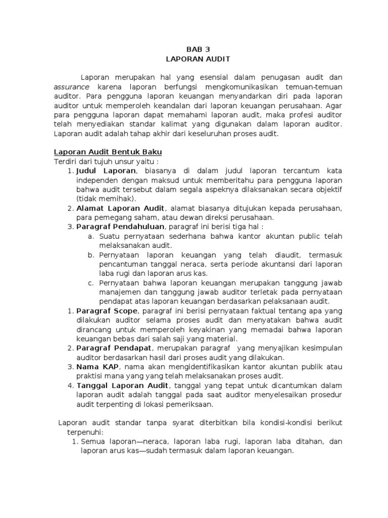 Pencantuman penjelasan lingkup audit di dalam catatan atas laporan keuangan. Laporan Audit Pdf