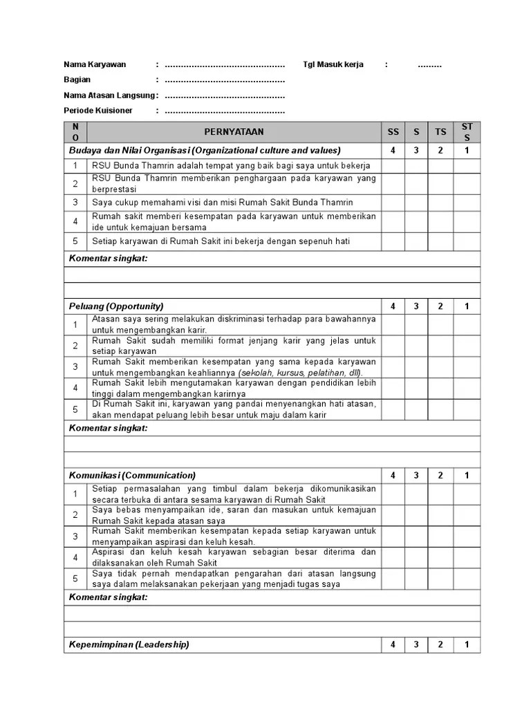 Data ini bersifat obyektif sehingga tiap orang yang membacanya akan. Survey Kepuasan Karyawan Pdf