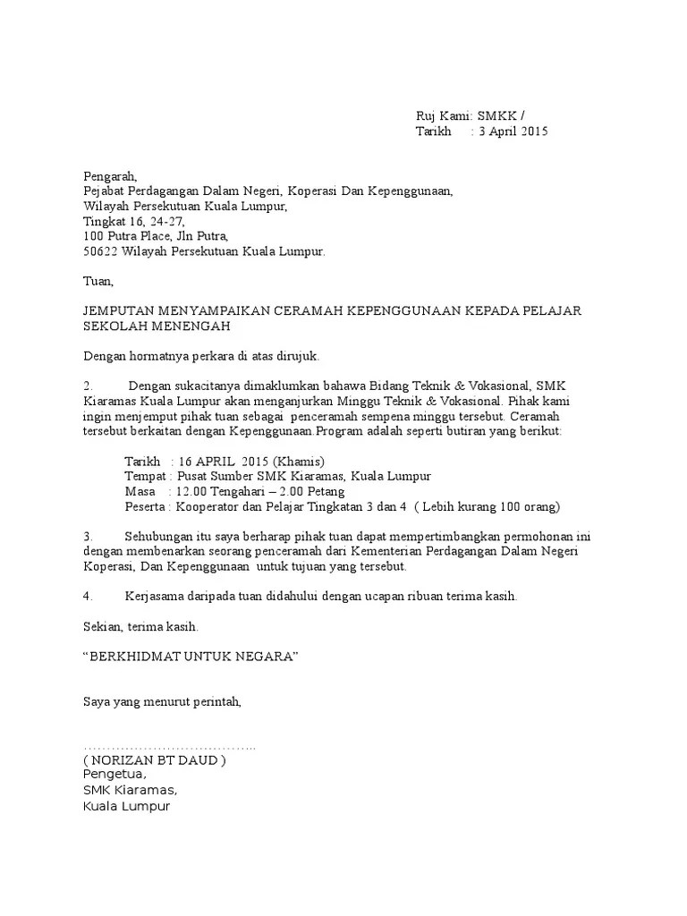 Contoh surat arahan penanggungan kerja. Contoh Surat Jemputan Penceramah Pdf