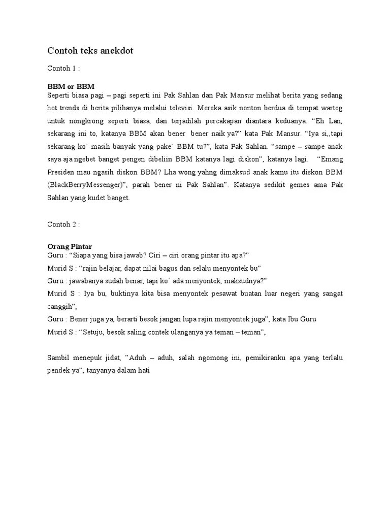 Contoh Percakapan Teks Anekdot 2 Orang | Serbameme
