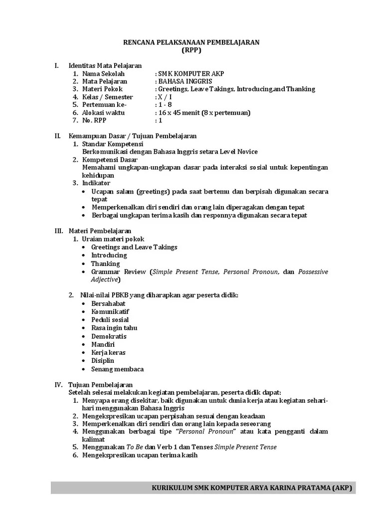 Mata pelajaran bahasa inggris sma kelas x, xi, xii. Silabus Dan Rpp Bahasa Inggris Sma Berkarakter