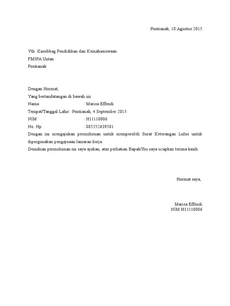 Pas foto 4×6 contoh surat lamaran kerja guru doc. Surat Permohonan Skl