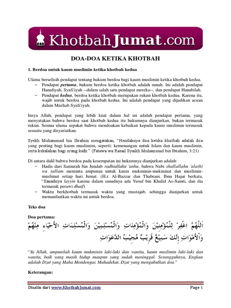 Kumpulan Doa-doa Khutbah Jumat | Berita Sekitar Kita