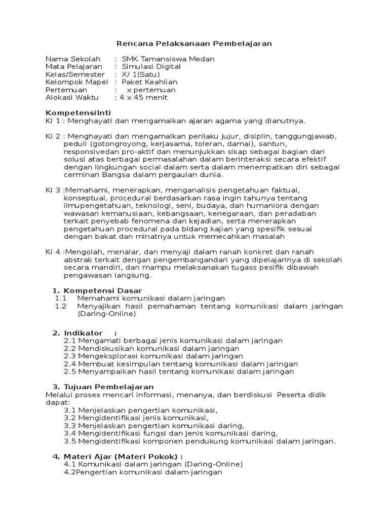 Adapun fungsi komunikasi daring atau komunikasi dalam jaringan yaitu: Rpp Simulasi Digital Komunikasi Dalam Jaringan Pdf