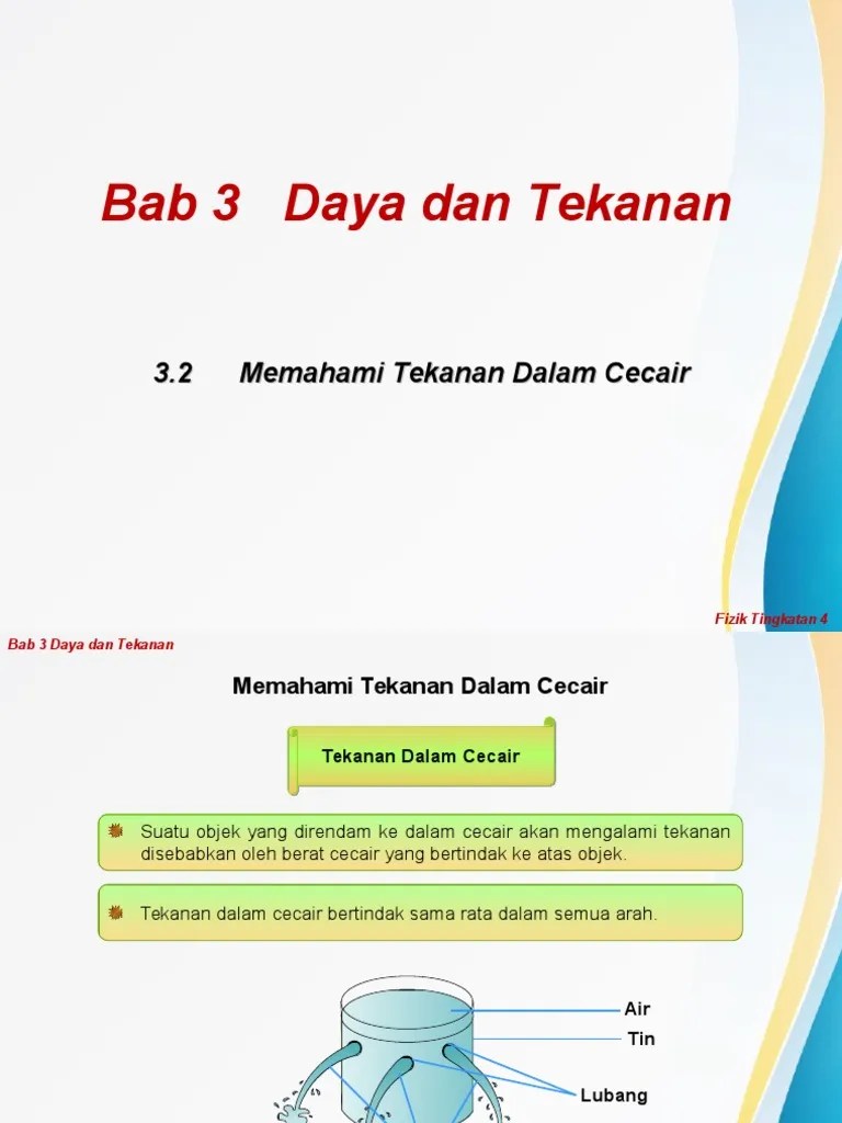 Tekanan dalam cecair nota ulangkaji spm fizik tingkatan 4 tingkatan 5. 3 2 Memahami Tekanan Dalam Cecair Pdf
