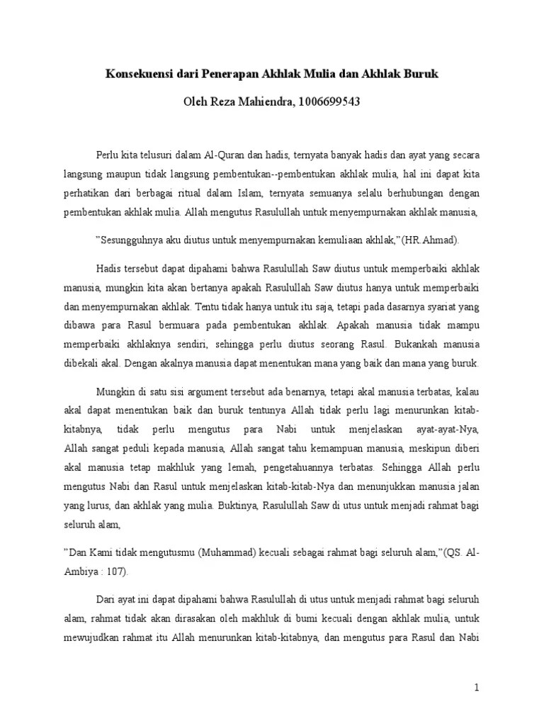 Konsekuensi Dari Penerapan Akhlak Mulia Dan Akhlak Buruk | PDF