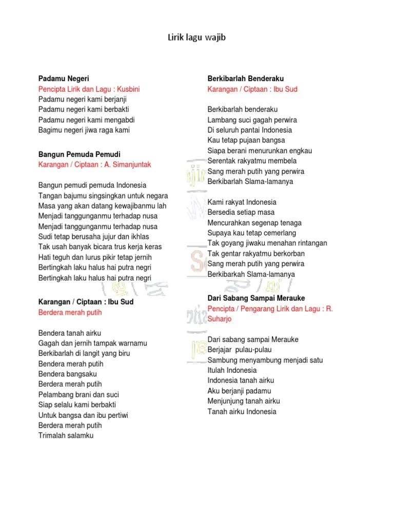 Lirik Lagu Wajib | PDF