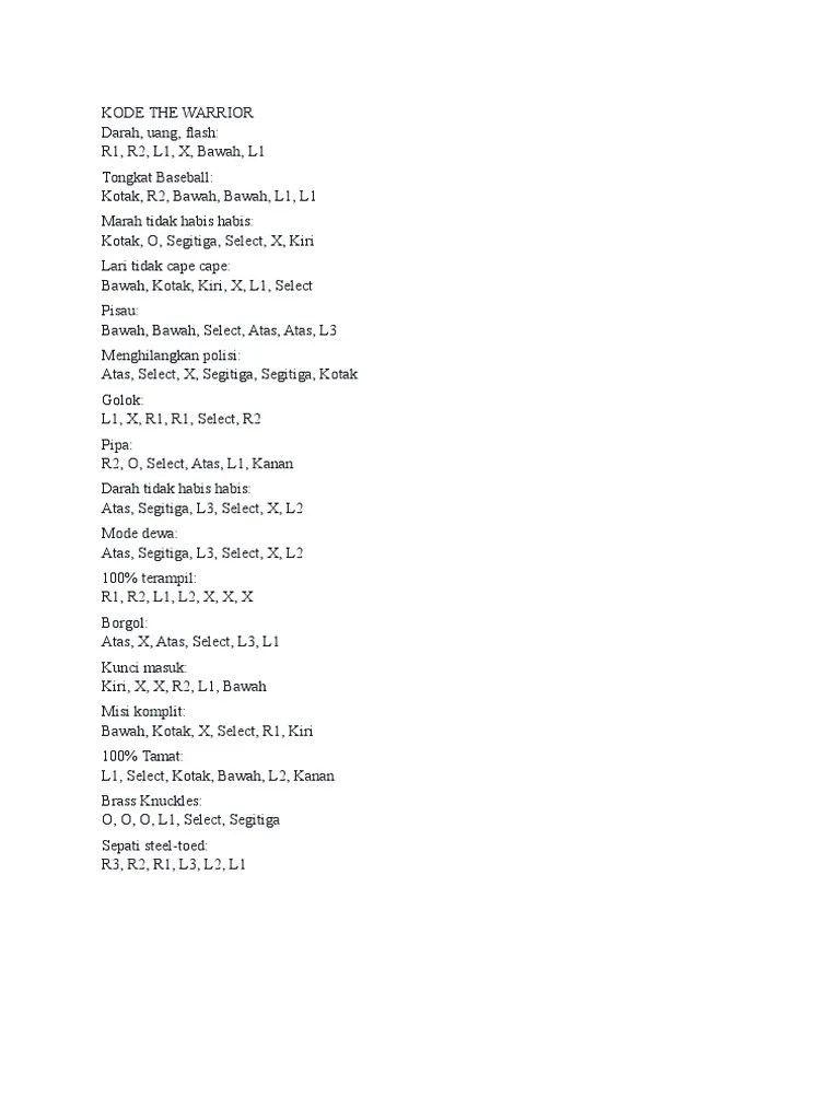 Kode cheat the warriors ps2, kode password the warriors ps2. Kode The Warriors Ps2 Off 67 Online Shopping Site For Fashion Lifestyle