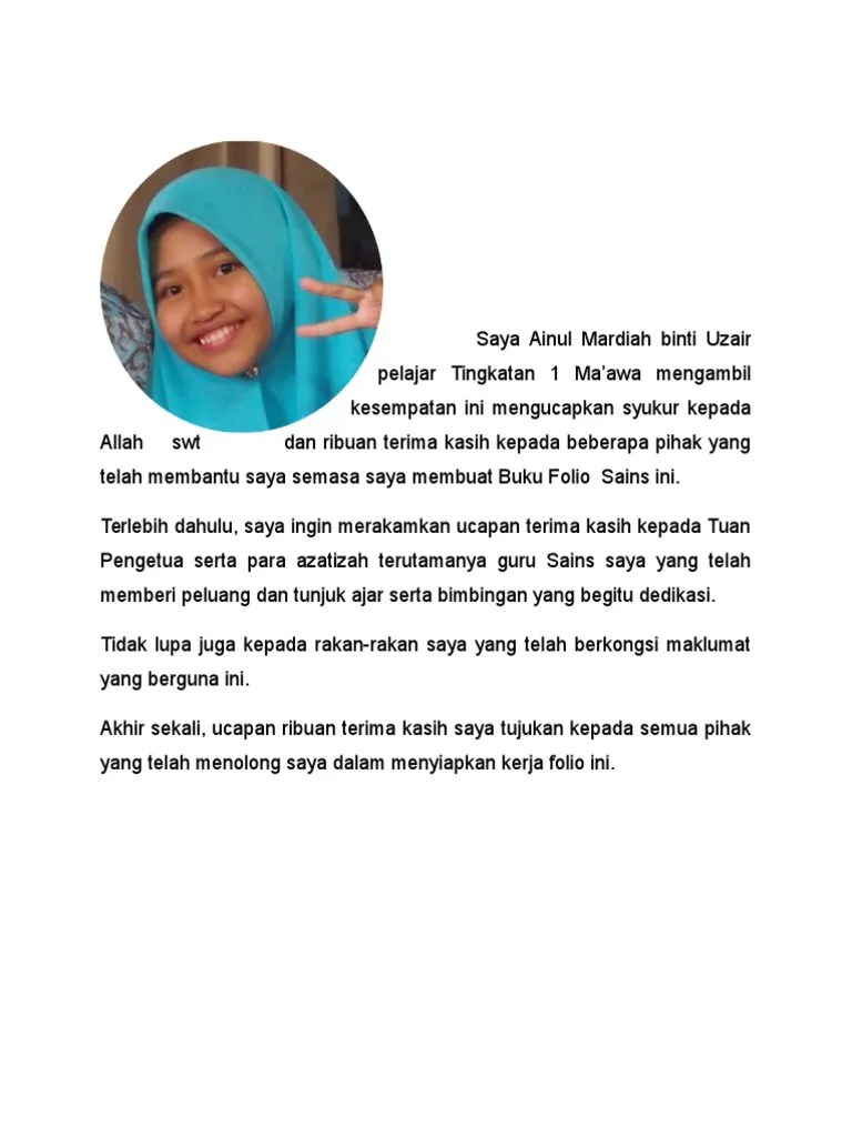 Nurin izzatul nadiah binti buchori thanawi 1 disediakan untuk: Folio Sains Tingkatan 1 Pdf