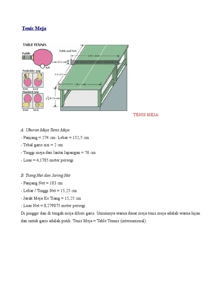 Panjang meja tenis meja yaitu - Angkoo