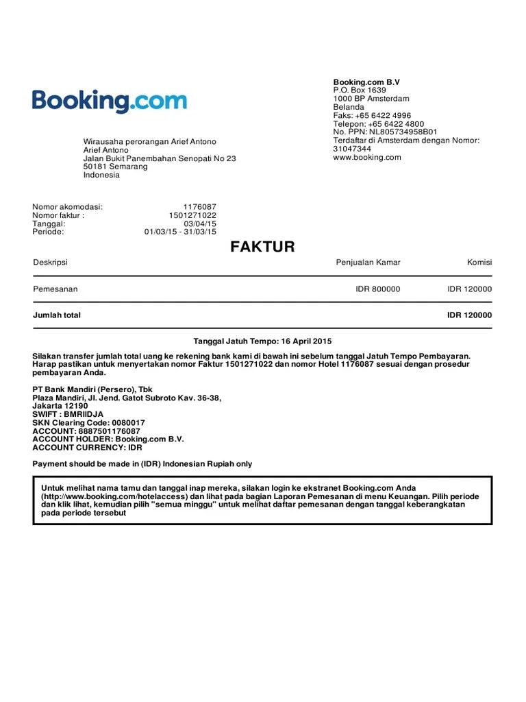 Contoh Invoice Tagihan Kamar Hotel - Delinews Tapanuli