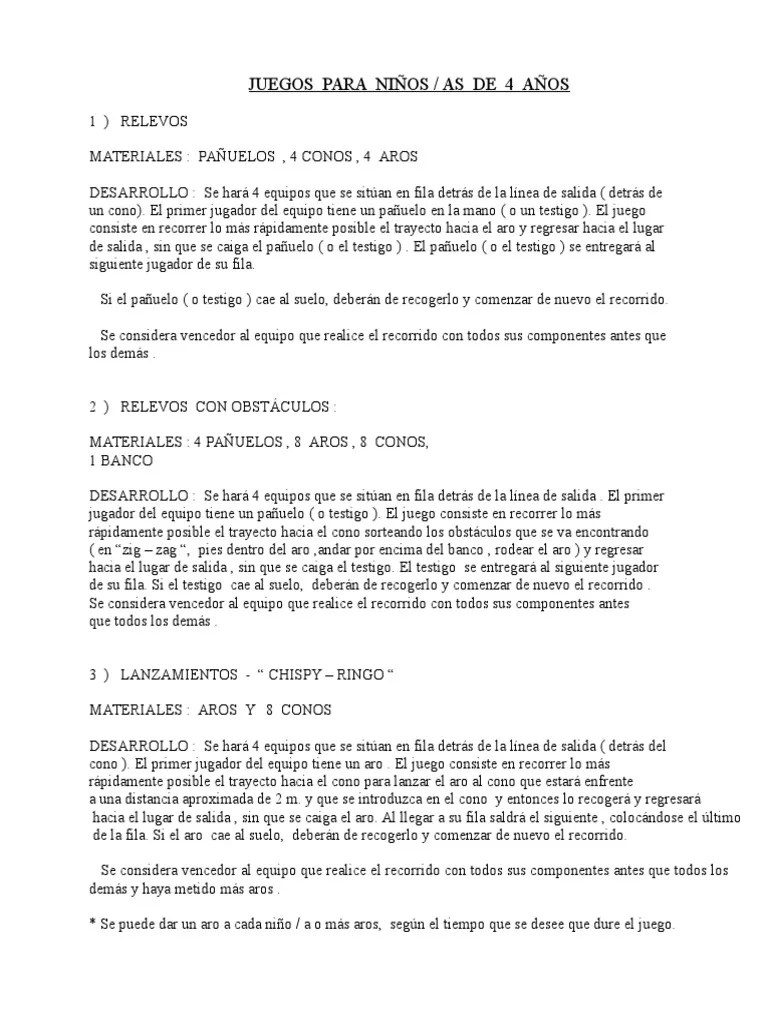 A nivel educativo, los juegos de relevos son una oportunidad de . 04 Juegos Para Ninos De 4 Anos Pdf