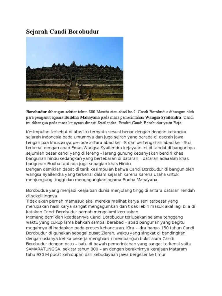 Sejarah candi borobudur, warisan buddha terbesar di dunia. Struktur Teks Cerita Sejarah Candi Borobudur - Terkait Teks