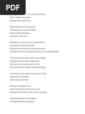 the new periodic table song lyrics pdf