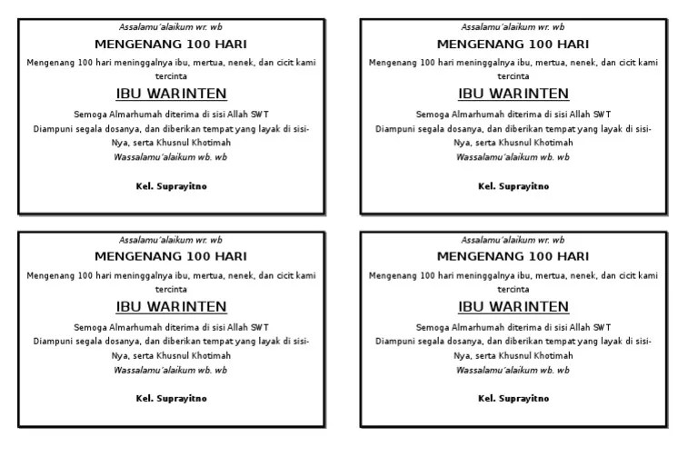 Stiker kartu peringatan orang meninggal shopee indonesia. Kartu Ucapan Memperingati 1000 Hari Orang Meninggal Berbagi Info Kartu