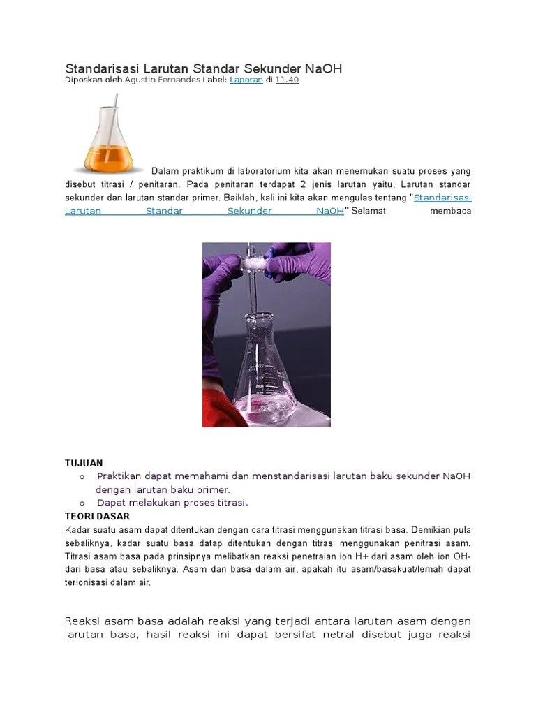 Standarisasi Larutan Standar Sekunder NaOH | PDF