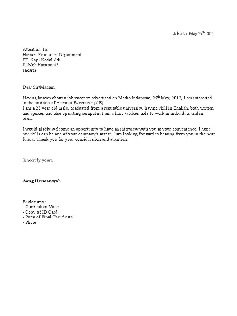 Lamaran Pekerjaan Marketing Manager Bahasa Inggris