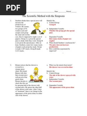 Use data (numbers) to support your answer. Simpsons Scientific Method Key Pdf Mouse Experiment
