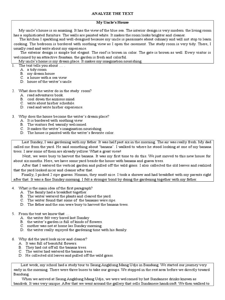 Analyze The Text | PDF | Leisure