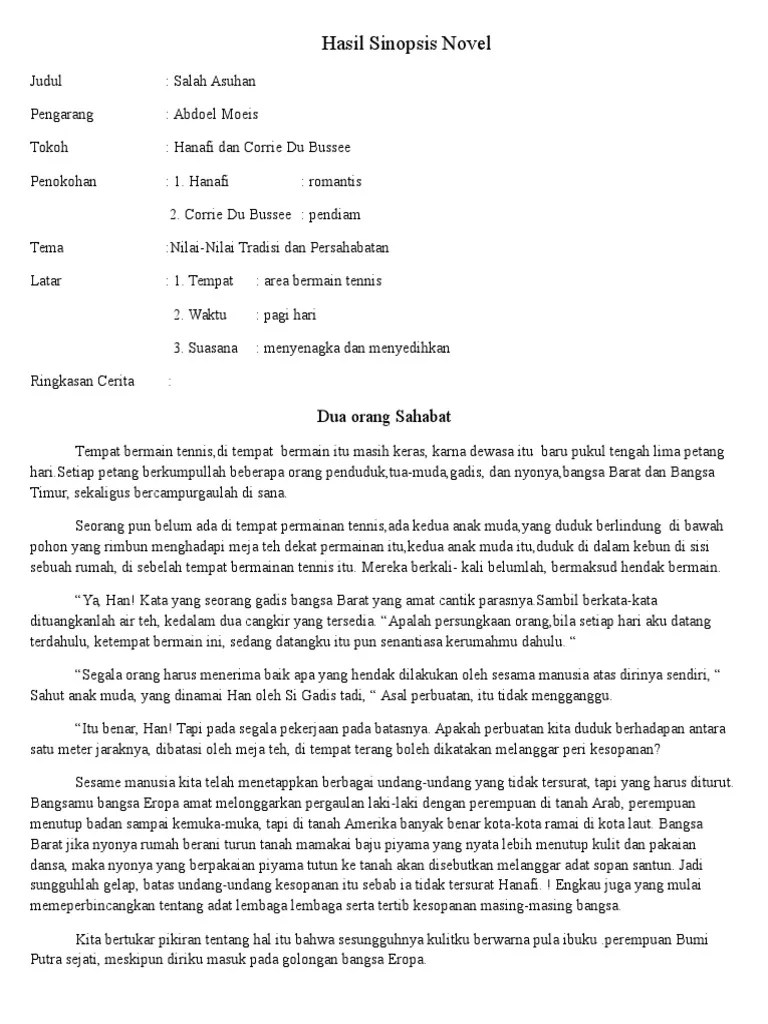 Hasil Sinopsis Novel