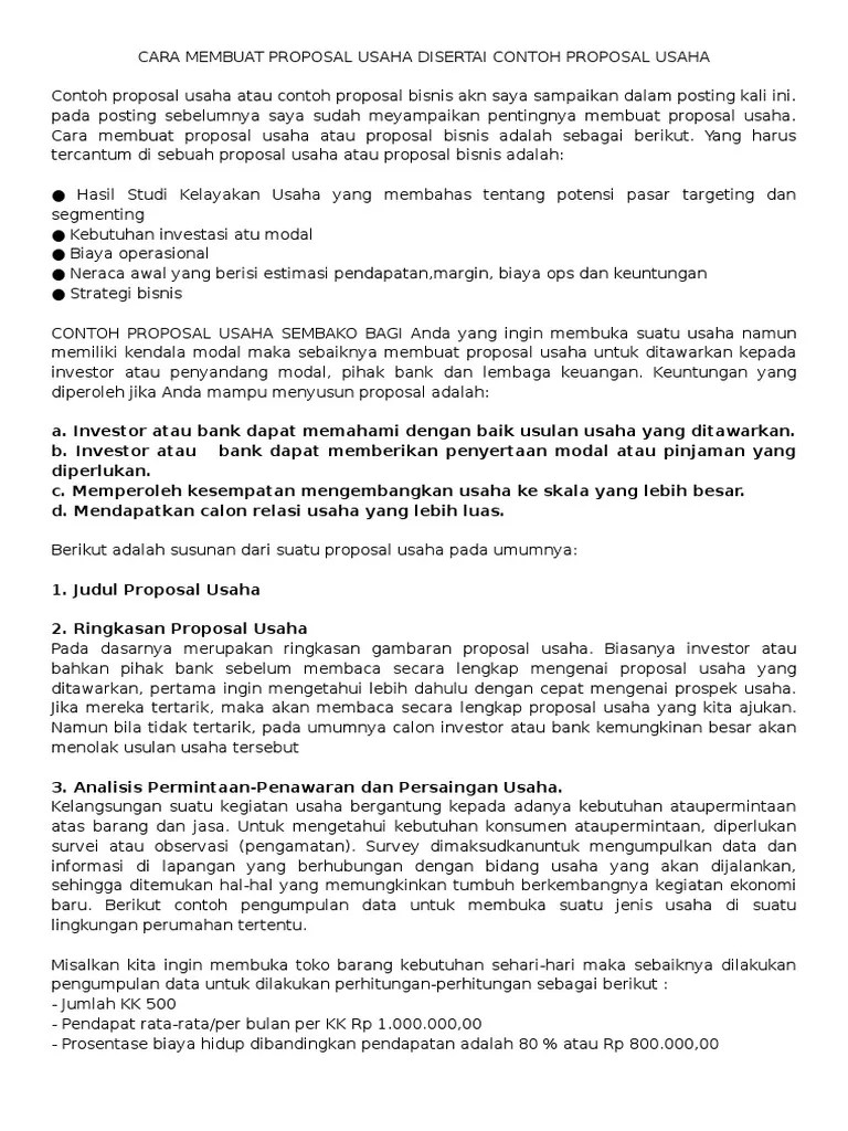 Cara Membuat Proposal Usaha | PDF