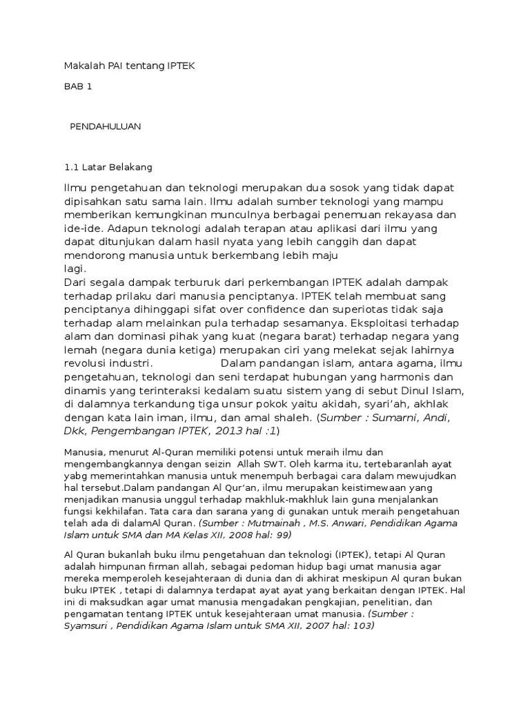 Makalah PAI Tentang IPTEK | PDF