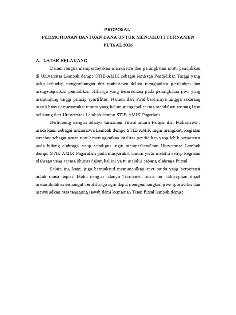 Anda di halaman 1 dari 20. Contoh Proposal Kostum Futsal Gambaran