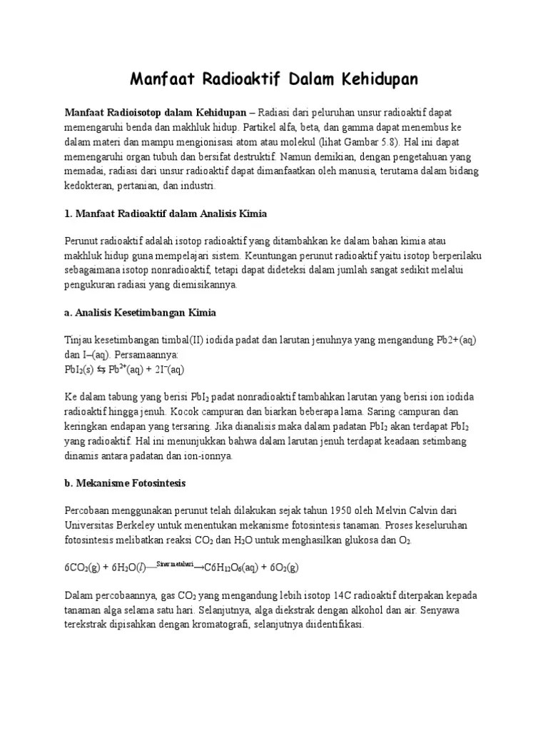 Manfaat Radioaktif Dalam Kehidupan Sehari-Hari | PDF