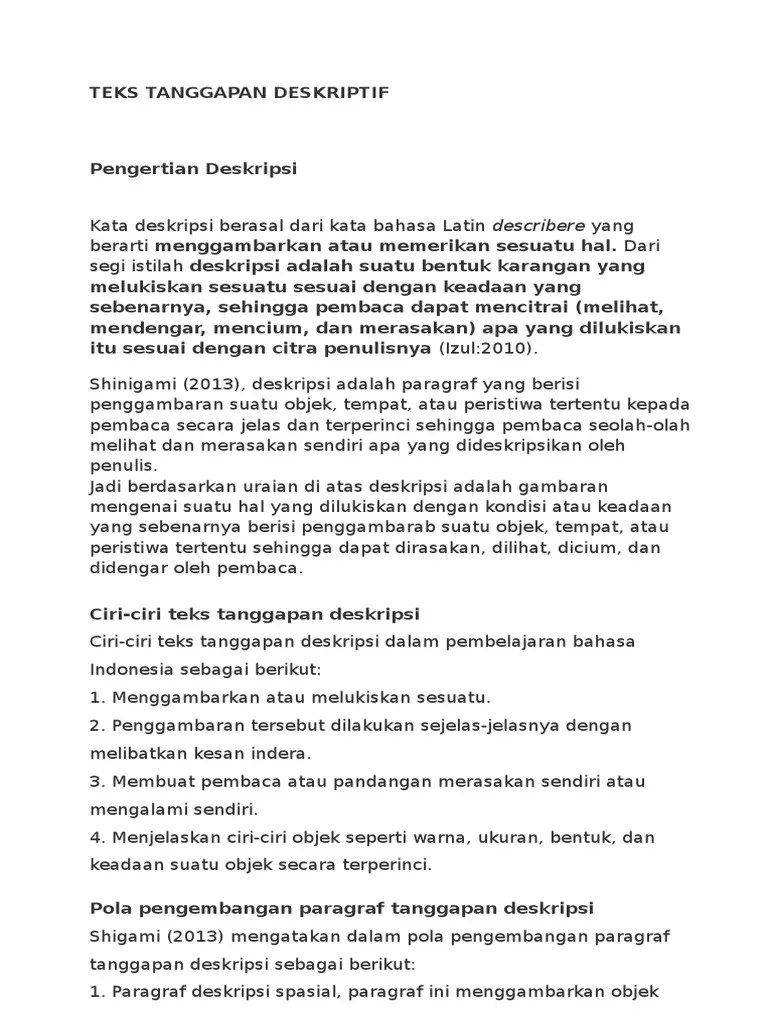 Struktur Teks Tanggapan Deskriptif Dalam Bahasa Jawa