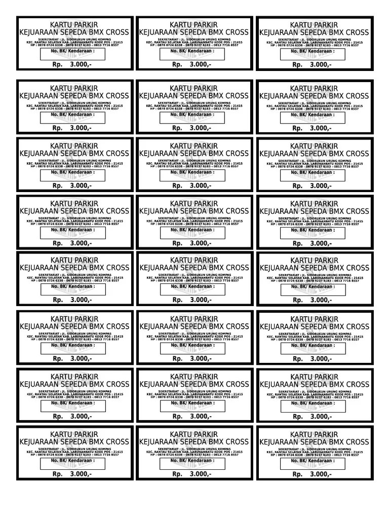 Contoh kartu tanda anggota parkir xiii daftar. Kartu Parkir Pdf