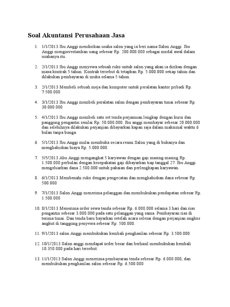 Soal Akuntansi Perusahaan Jasa Salon Anggi | PDF