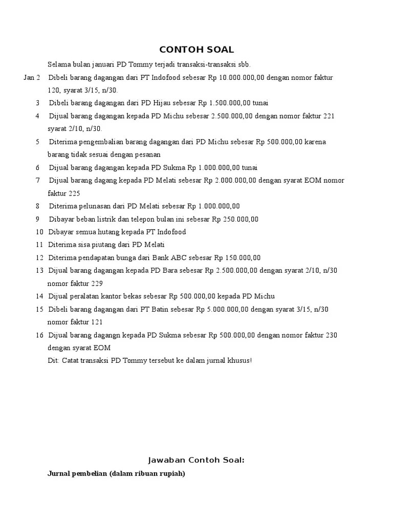 Soal Jurnal Khusus Perusahaan Dagang | PDF