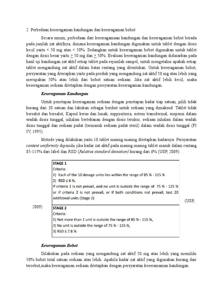 Keseragaman Bobot Dan Kandungan | PDF