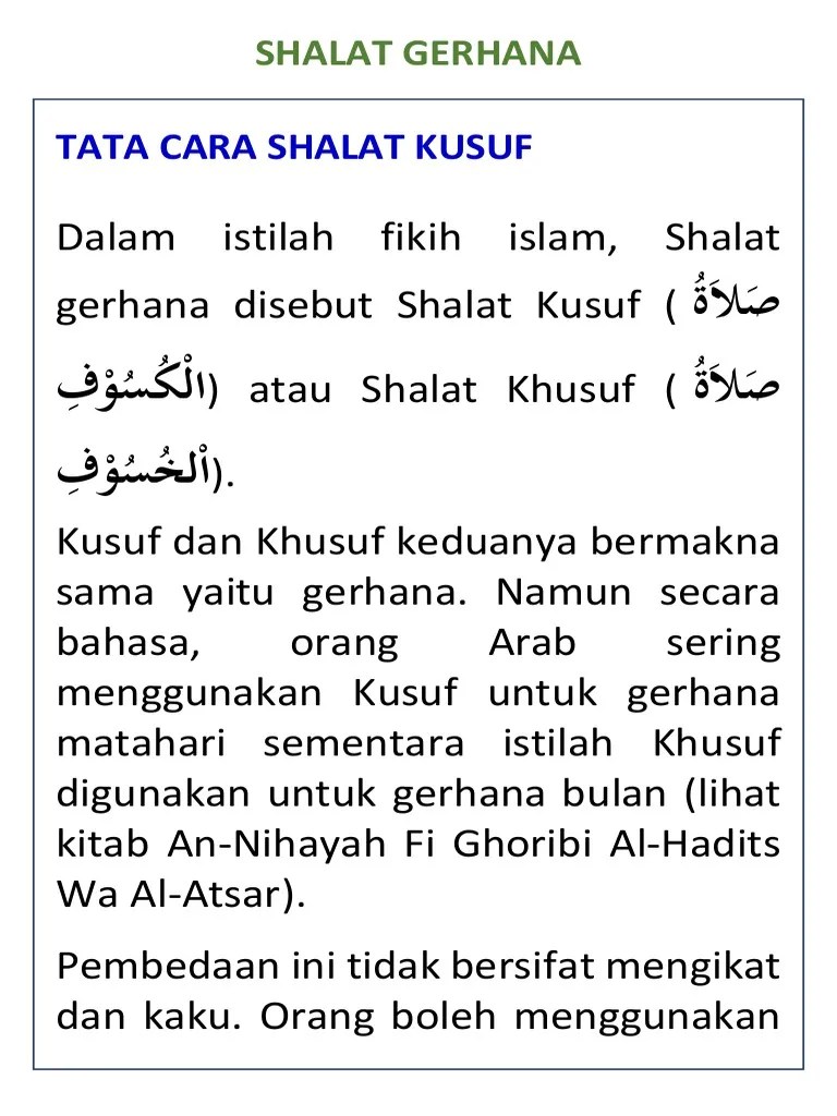 Tata Cara Shalat Khusuf Dan Kusuf - Menata Rapi