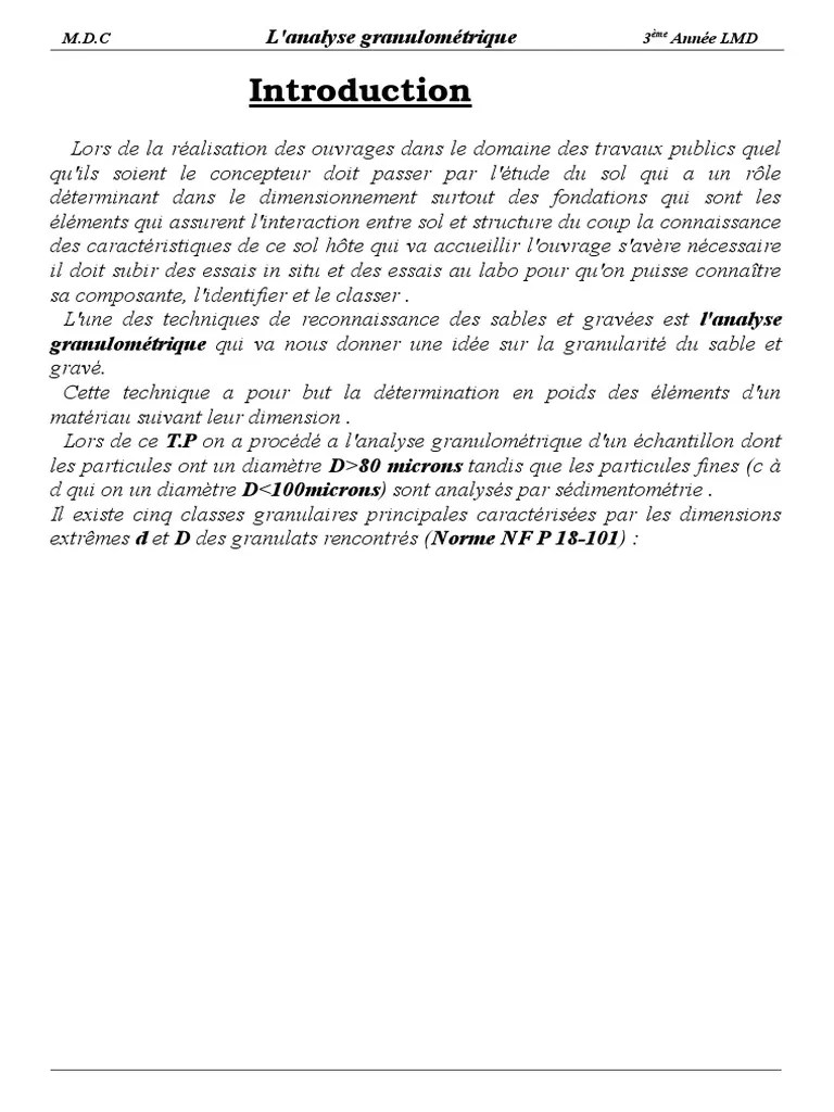 TP Analyse Granulométrique | PDF | Granulat de construction | Grandeur  physique