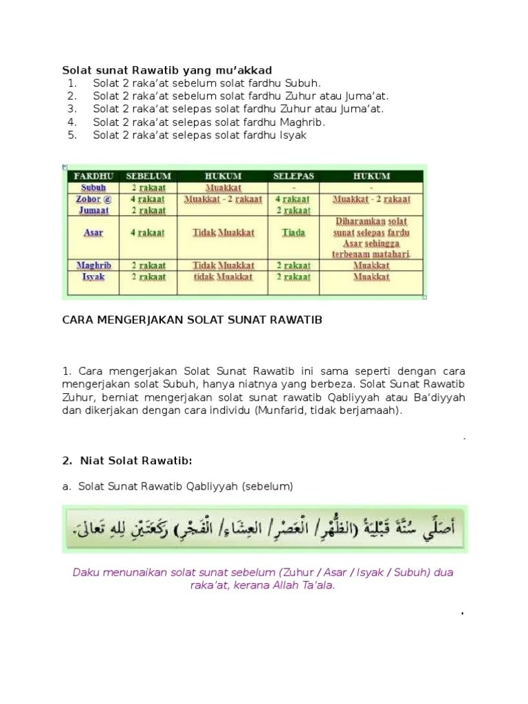 Kita boleh je buat solat sunat 2 rakaat sebelum . Cara Solat Sunat Rawatib