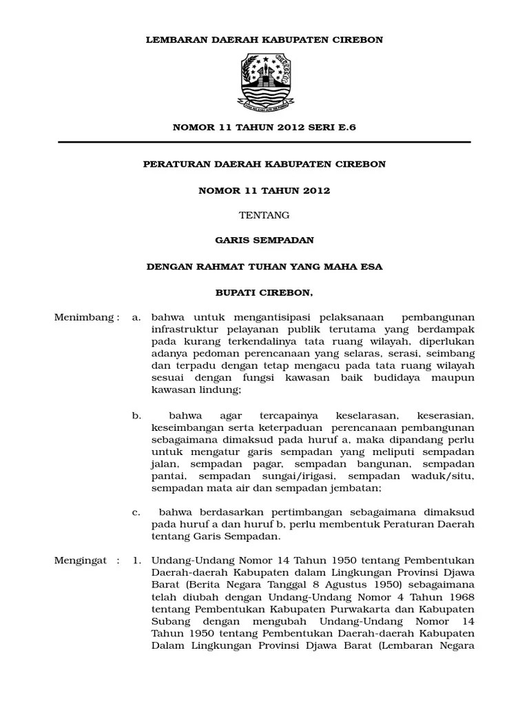 LD Perda 11-2012 Garis Sempadan | PDF