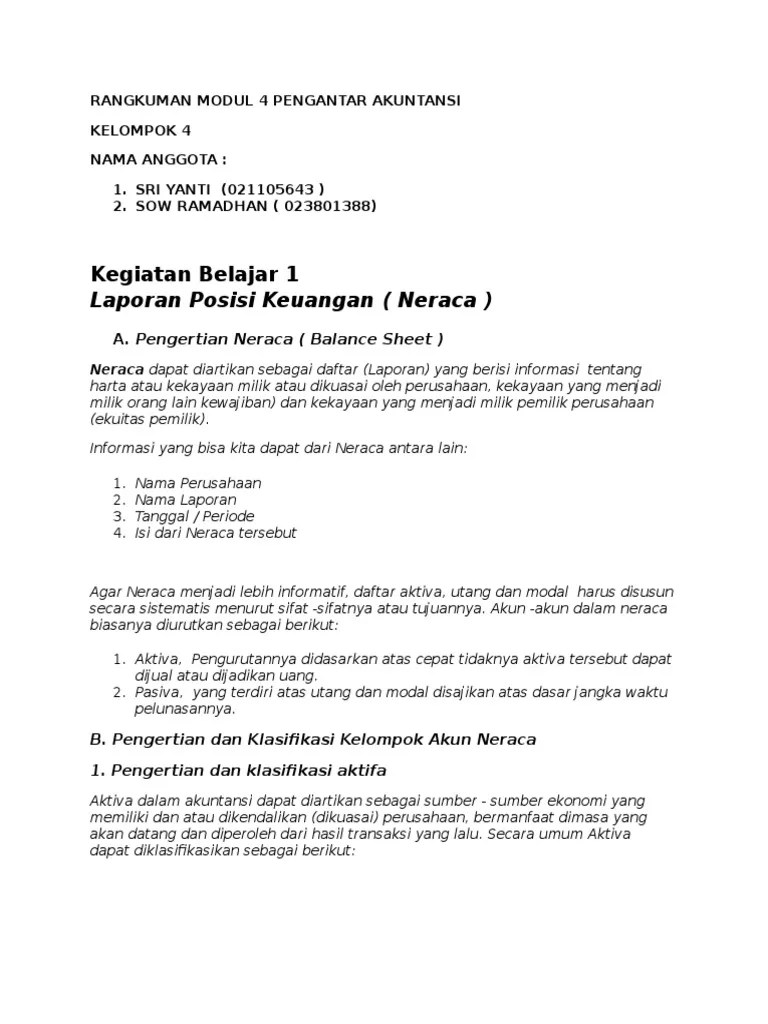 Rangkuman Modul 4 Pengantar Akuntansi | PDF