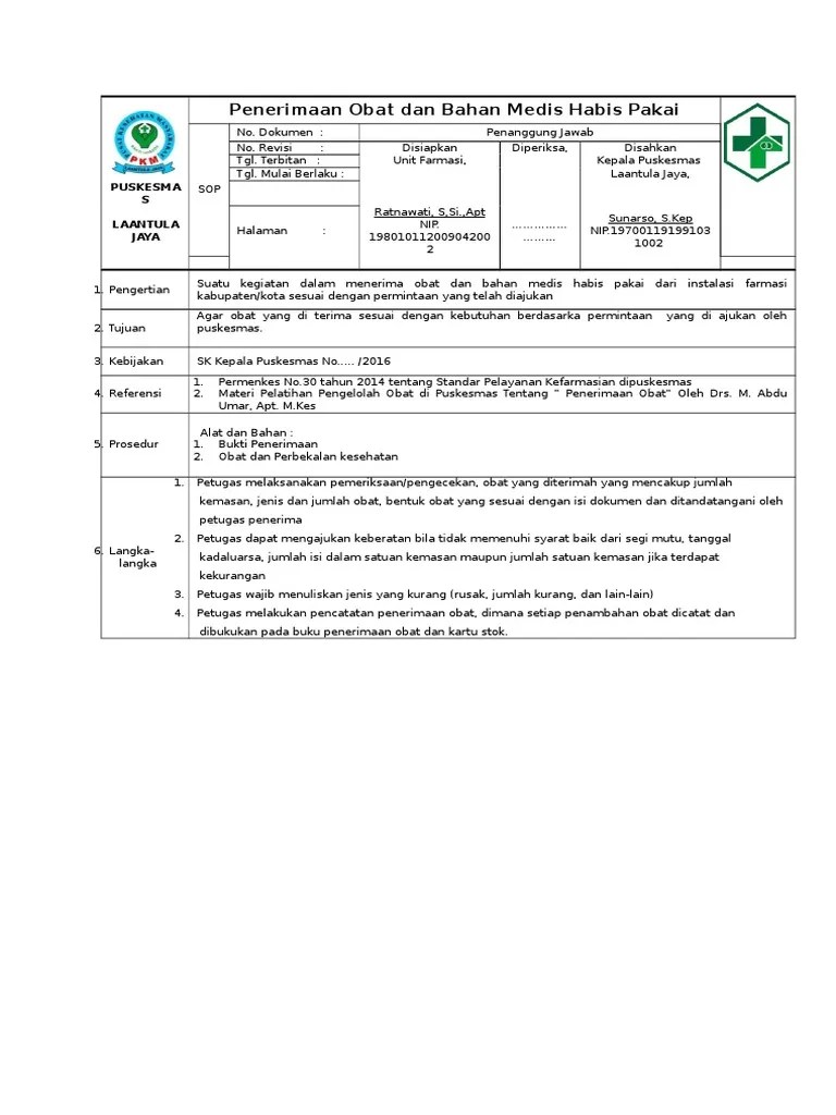 Menurut kamus besar bahasa indonesia (kbbi, 1994:945) singkatan adalah (1) hasil menyingkat (memendekkan) yang berupa huruf atau gabungan huruf (misalnya, dpr, kkn, yth.,dsb., dan hlm.), (2) kependekan; Sop Penerimaan Obat Pdf