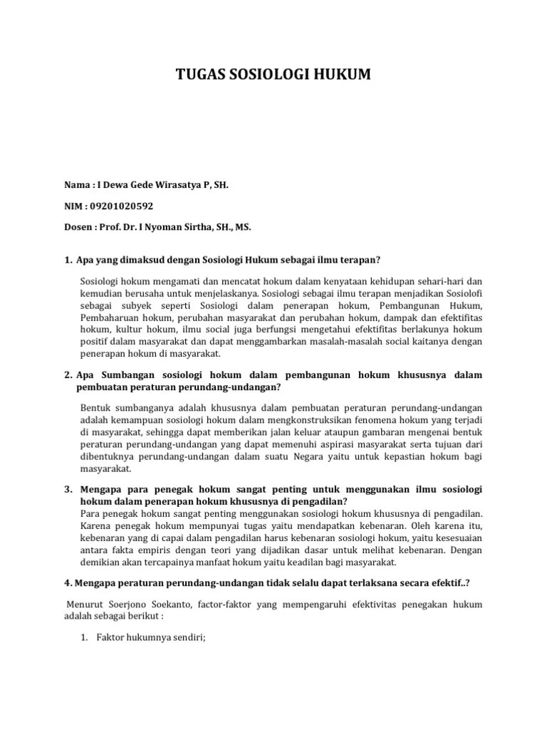 Pertanyaan Seputar Sosiologi Hukum | PDF