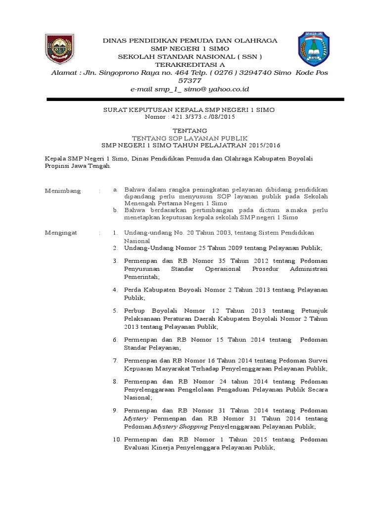 Izin tertulis dari tim penyusun standar. Sk Sop Pdf