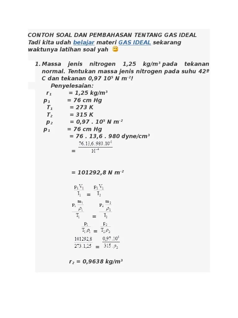 Soal Gas Ideal – Belajar