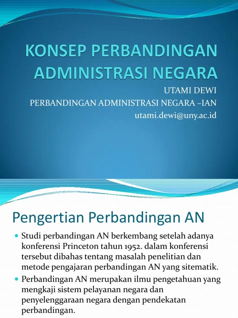 سياسة, siyasah), yang berarti dari, untuk, atau yang berkaitan dengan warga negara), adalah proses pembentukan dan pembagian kekuasaan dalam masyarakat yang antara lain berwujud proses pembuatan keputusan, khususnya dalam negara. Konsep Perbandingan Administrasi Negara Revisi