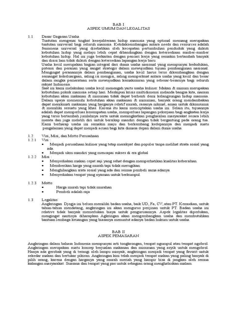 Makalah Proposal Angkringan | PDF