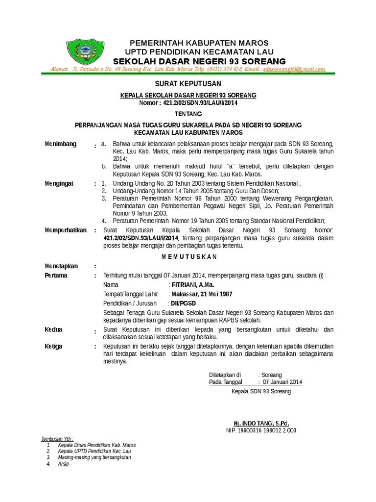 contoh bentuk word sk karang taruna desa. Contoh Sk Honorer Sekolah