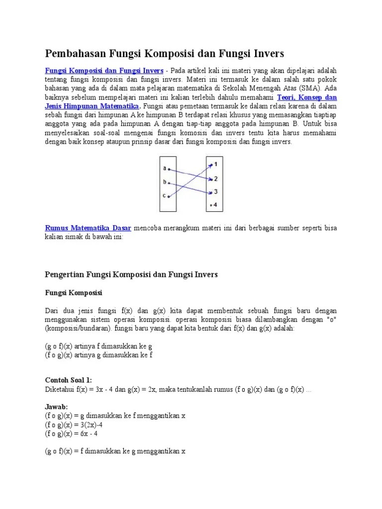 Pembahasan Fungsi Komposisi Dan Fungsi Invers | PDF