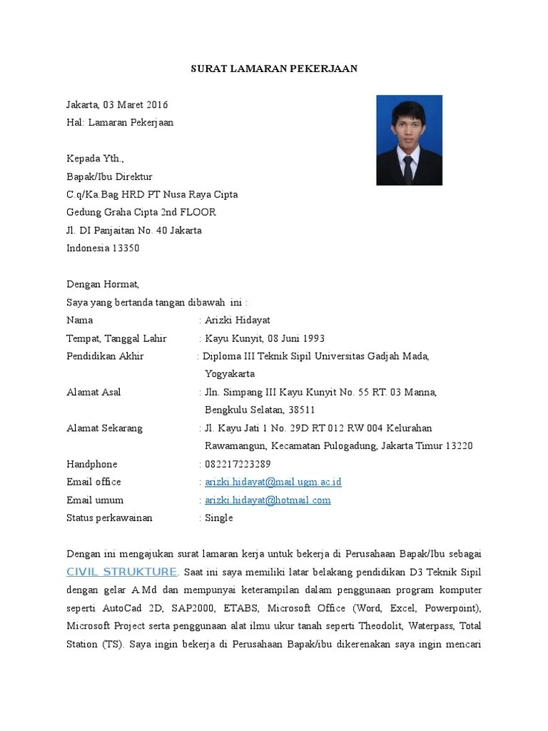 Waskita karya (persero) dengan hormat, berdasarkan informasi yang saya peroleh seperti . Contoh Surat Lamaran Waskita Karya Contoh Surat Lamaran