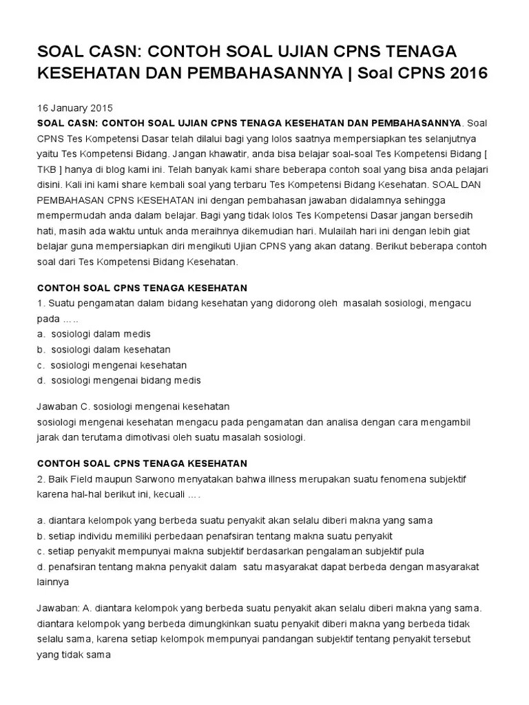 Pt gistex, campaka, jawa barat, indonesia. Soal Casn_ Contoh Soal Ujian Cpns Tenaga Kesehatan Dan ...